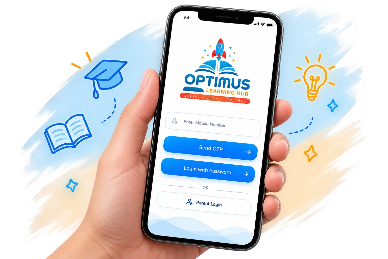 Optimus Learning Hub parent mobile application illustration